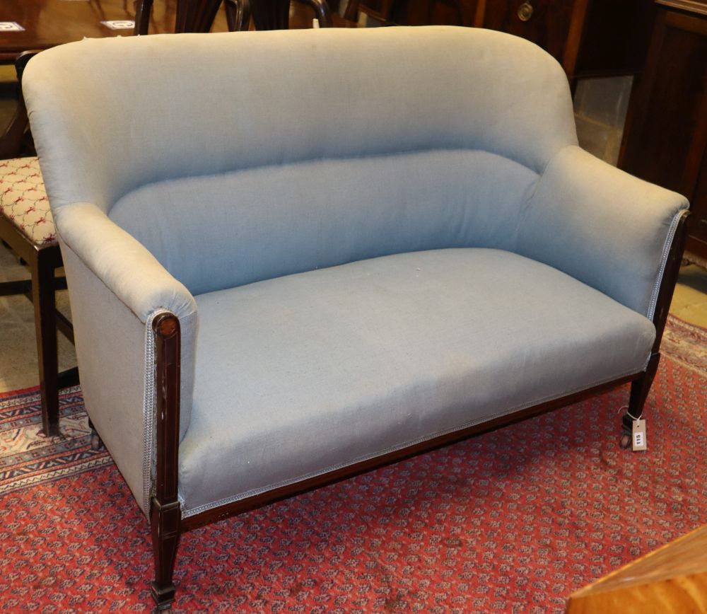 An Edwardian inlaid mahogany sofa, W.124cm, D.65cm, H.84cm